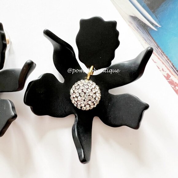 Lele Sadoughi Small Crystal Lily Earrings Jet - Picture 5 of 7